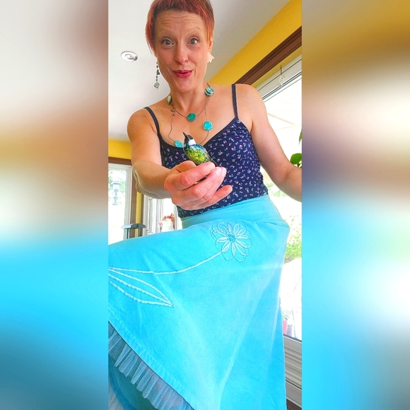 Aqua circle skirt vintage style 50's - Picture 16 of 16